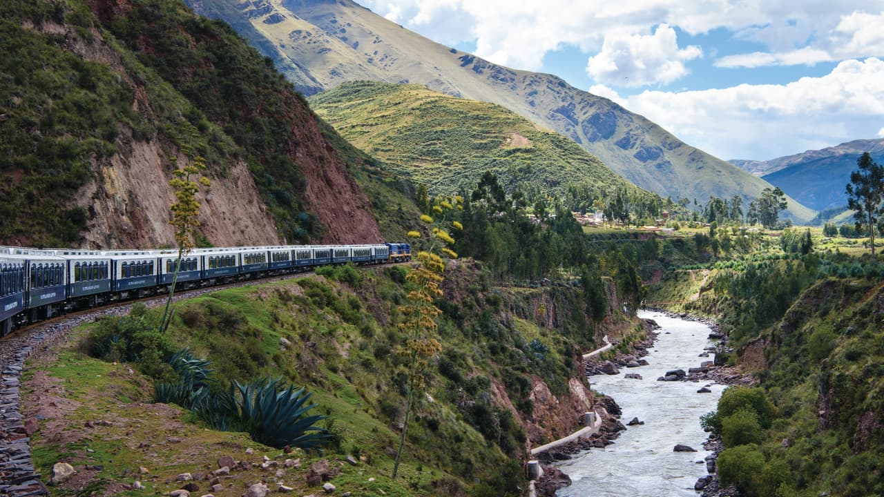Belmond Andean Explorer travelling along Peruvian train tracks 