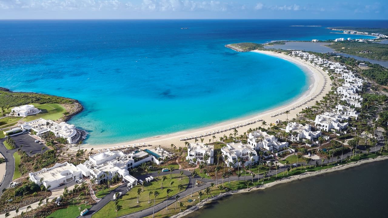 Aerial view of Belmond Cap Juluca and Maundays Bay