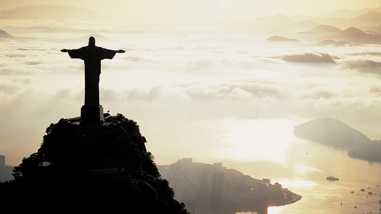 Aerial view of Christ the Redeemer statue in Rio