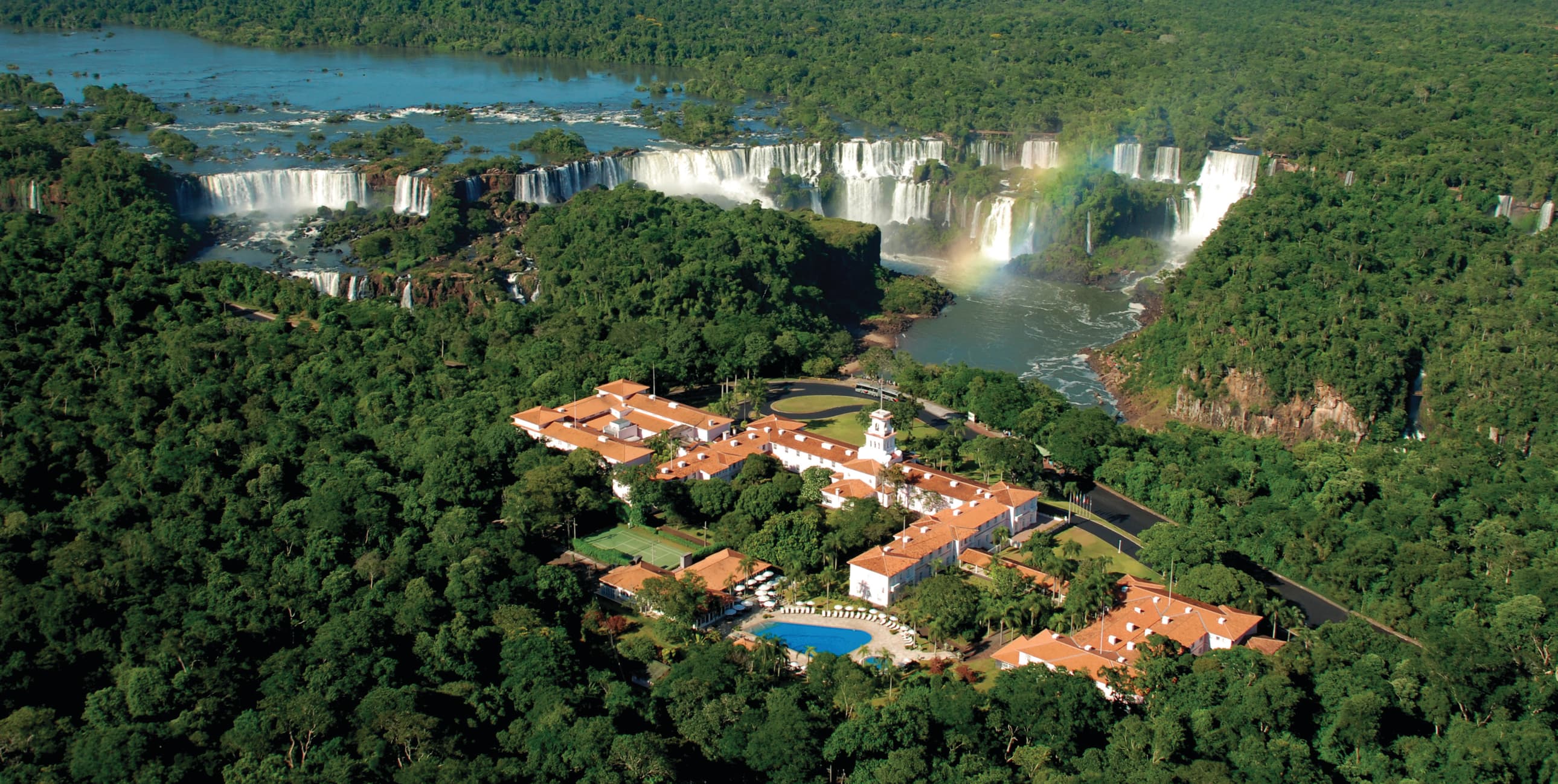 Beautiful Aerial View of Iguazu Falls, One of the Most Beautiful