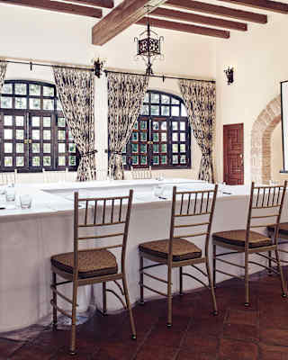 U-shaped banquet table in an elegant conference room