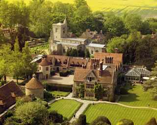 Aerial view of Belmond Le Manoir aux Quat'Saisons in a small country village