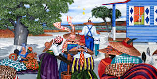 Painting showing Gullah people. Communal, 2019 Oil on Canvas 36” x 48” © Jonathan Green