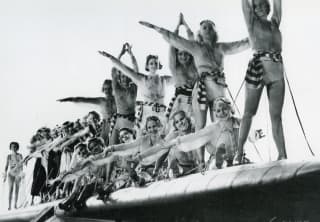 The 1933 musical movie Flying Down to Rio featured the iconic seafront art deco Copacabana Palace Hotel