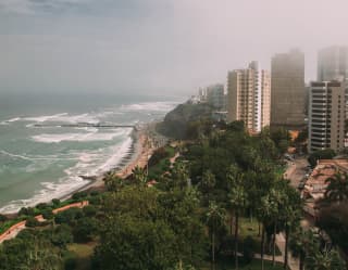 Aerial view of Lima's park and sea