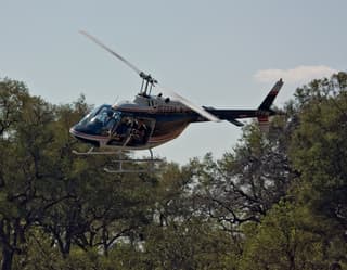 A helicopter gives guests an eagle’s eye view of the Botswana wetlands