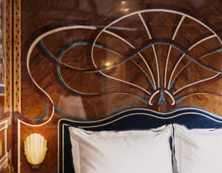 Detail of the Grand Suite Lelac marquetery