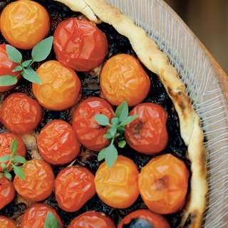 detail of a tomato tart