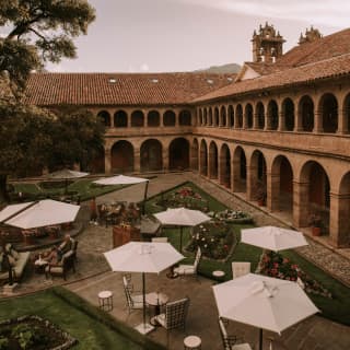 Aerial view of the Monasterio Hotel courtyard