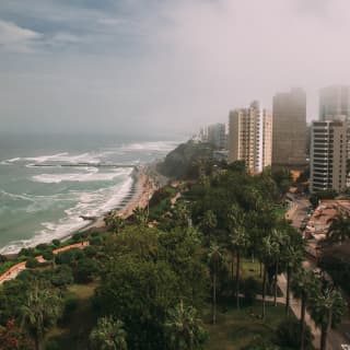 Aerial view of Lima's park and sea