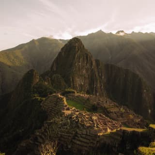 Aerial view of the mountains around Machu Picchu