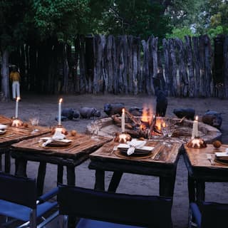 Mothupi's Boma Abendessen bei einer Safari in Botsuana