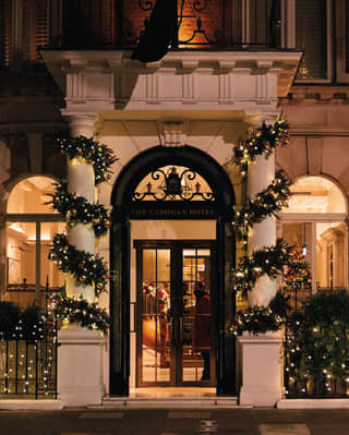 Exterior of the Cadogan with Christmas decoration
