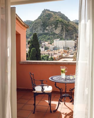 View of coast line of Taormina from Grand Hotel Timeo