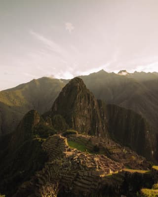 Aerial view of the mountains around Machu Picchu