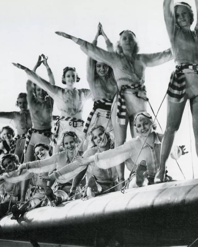 The 1933 musical movie Flying Down to Rio featured the iconic seafront art deco Copacabana Palace Hotel