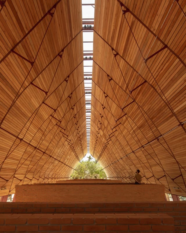 The high wood walls of Muelle de San Blas, by architecture collective C733, evokes the feel of docks and the Nayarit marshes.